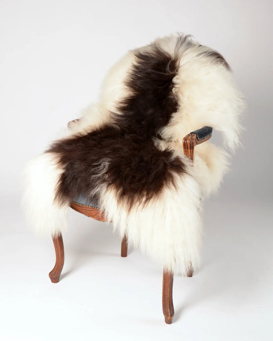 Dark Brown & White Icelandic Sheepskin #015