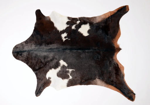 Goatskin Rug #047 dark chocolate and white