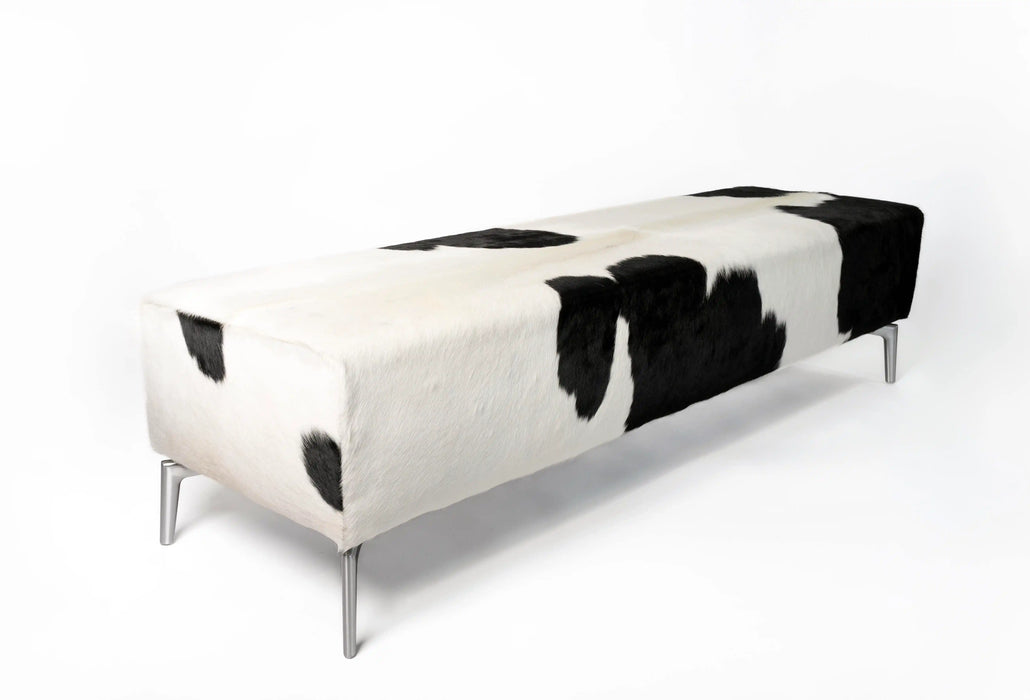 Long bench ottoman in cowhide