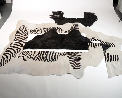Zebra and black cowhide scraps for craft
