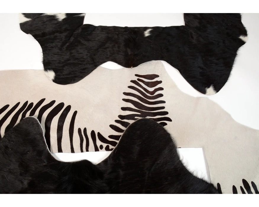 Zebra and black cowhide scraps for craft