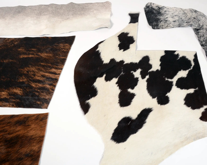 Mixed colours of cowhide scraps for craft