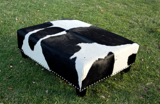 Cowhide Ottoman New Zealand Wood Legs & Studs 120x90x40cm