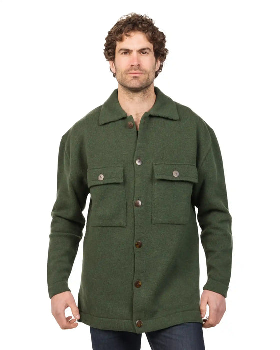 Mens 100% woll Shacket in Olive - HS001