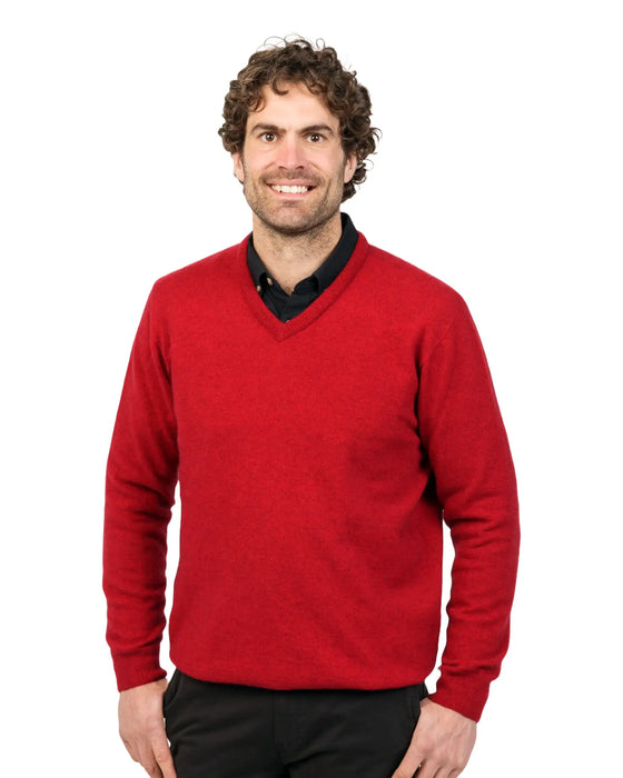 Men's possum merino wool knit sweater red by Native World NB121