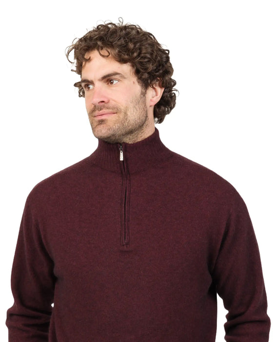 Shiraz wine  possum merino half-zip mens sweater NB336