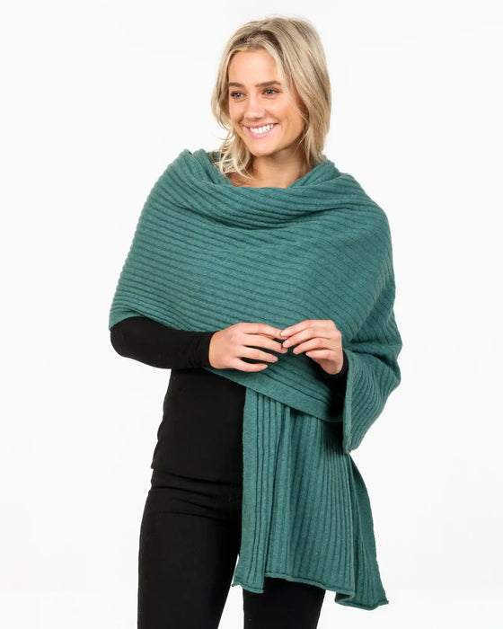 Womens wrap in possum merino mist green NE860