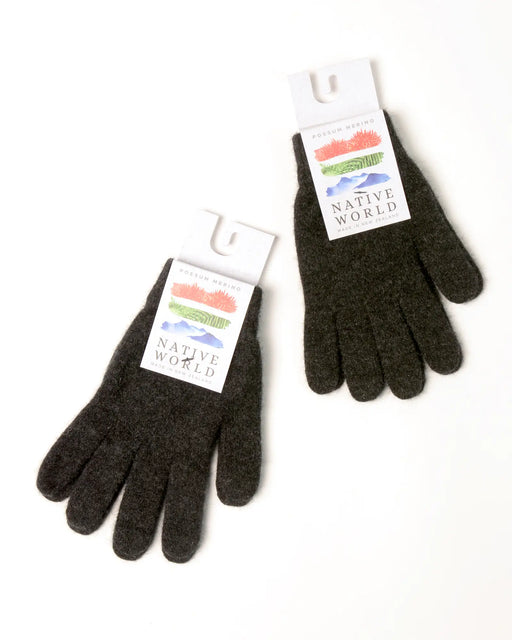 Possum Merino Gloves - Charcoal grey knitted gloves NX100