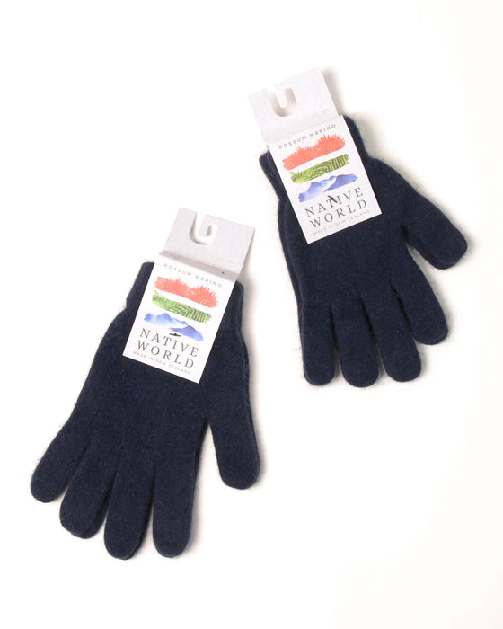 Twilight Navy blue knitted wool gloves unisex NX100