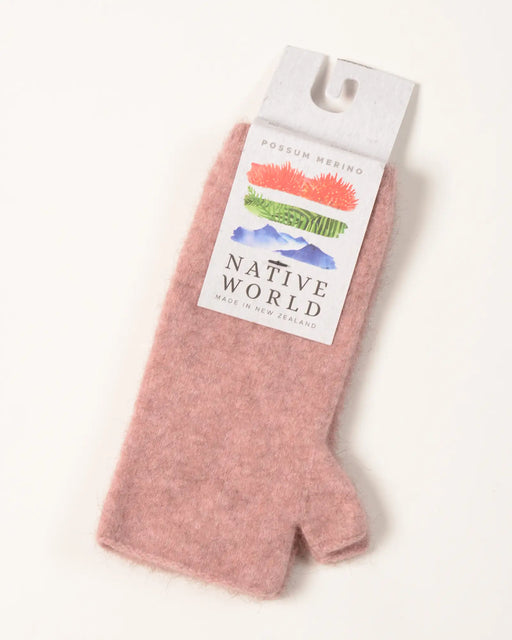 NX553 Lily pink handwarmers in possum merino wool