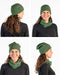 Deep sage green slouch beanie in possum merino wool