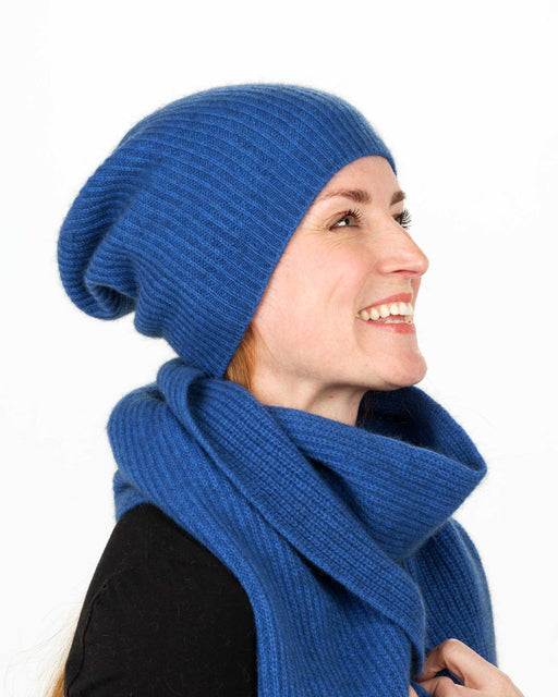 NX677 possum merino slouch beanie - Cornflower Blue