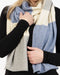 NX824 travel scarf in crystal blue stripes close up