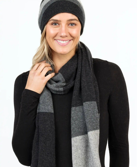 Charcoal Stripe Travel Scarf NZ824