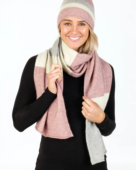 Lily pink travel scarf in possum merino wool NX824