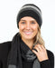 Charcoal stripe travel beanie in possum merino wool NX825