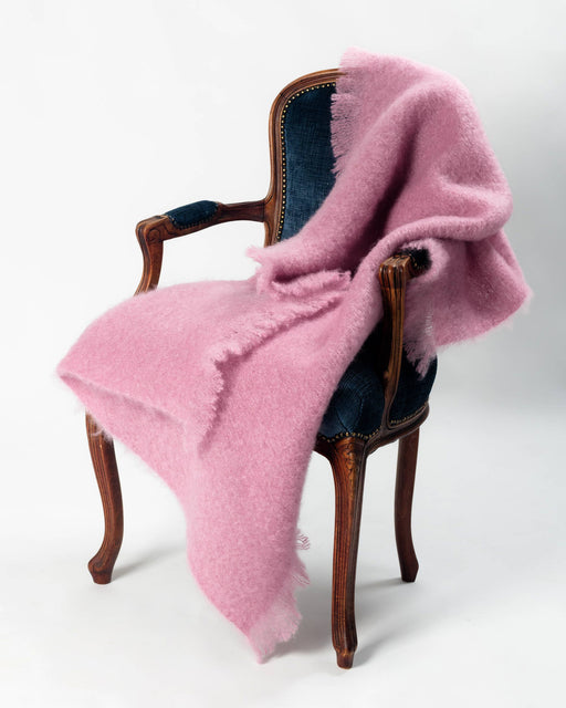 Peony pink mohair chair throw New Zealand made