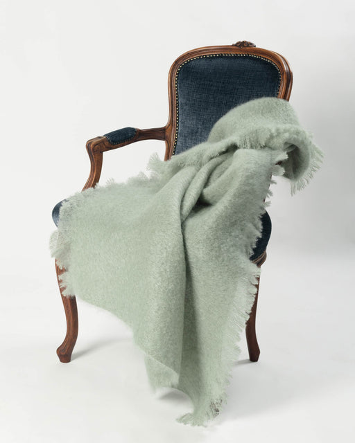 Sage green mohair chair throw New Zealand made