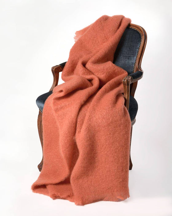 Terracotta mohair throw blanket NZ made