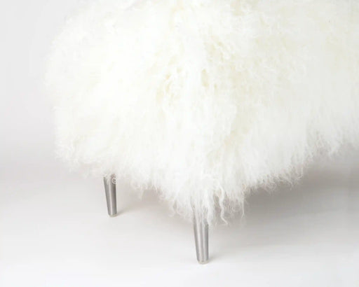 White Tibetan sheepskin footstool #2