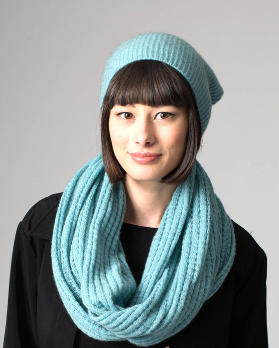 NX677 - Possum merino wool slouch beanie - Topaz