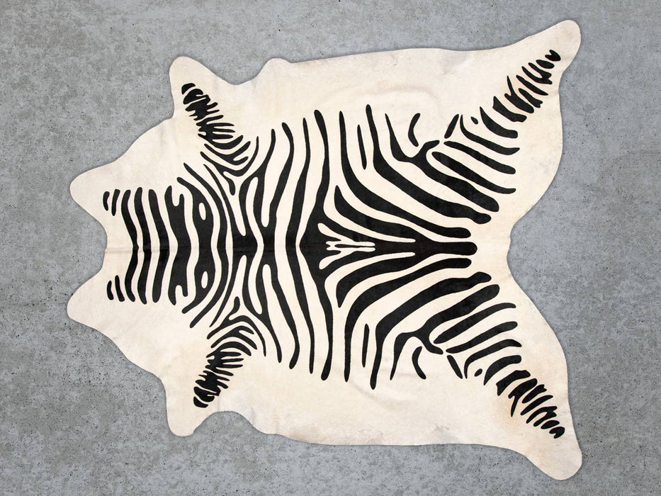 Printed zebra cowhide rug