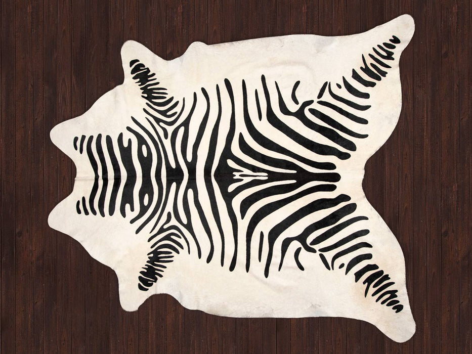 Printed zebra cowhide rug