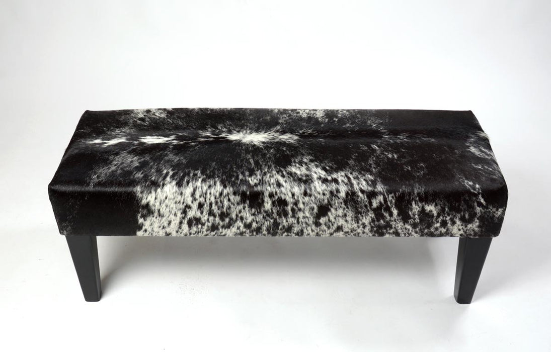 Black speckle long bench ottoman with tall legs