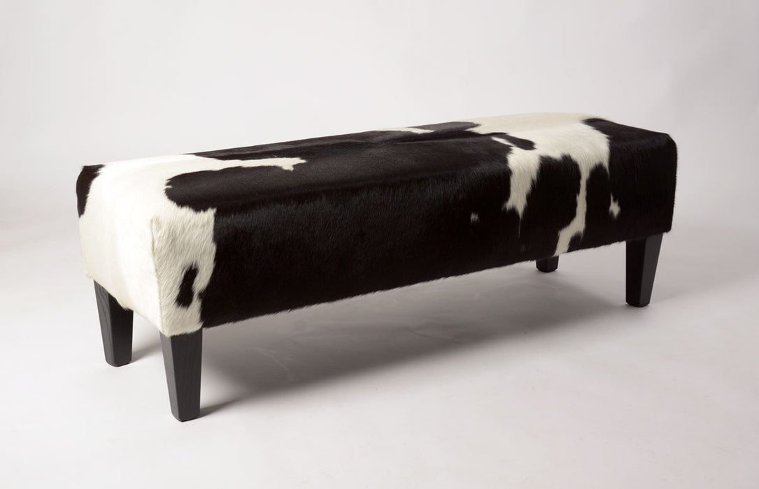 Cowhide ottoman black and white bench style