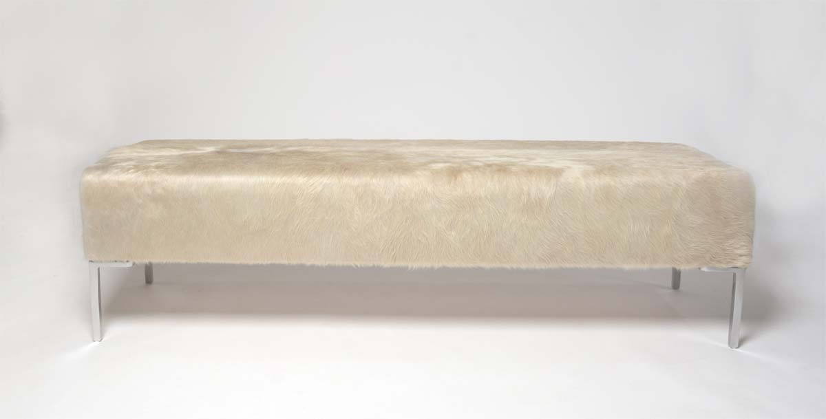 White cowhide bench ottoman NZ made