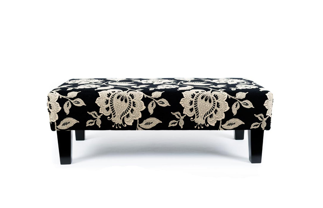 Floral fabric ottoman made in New Zealand