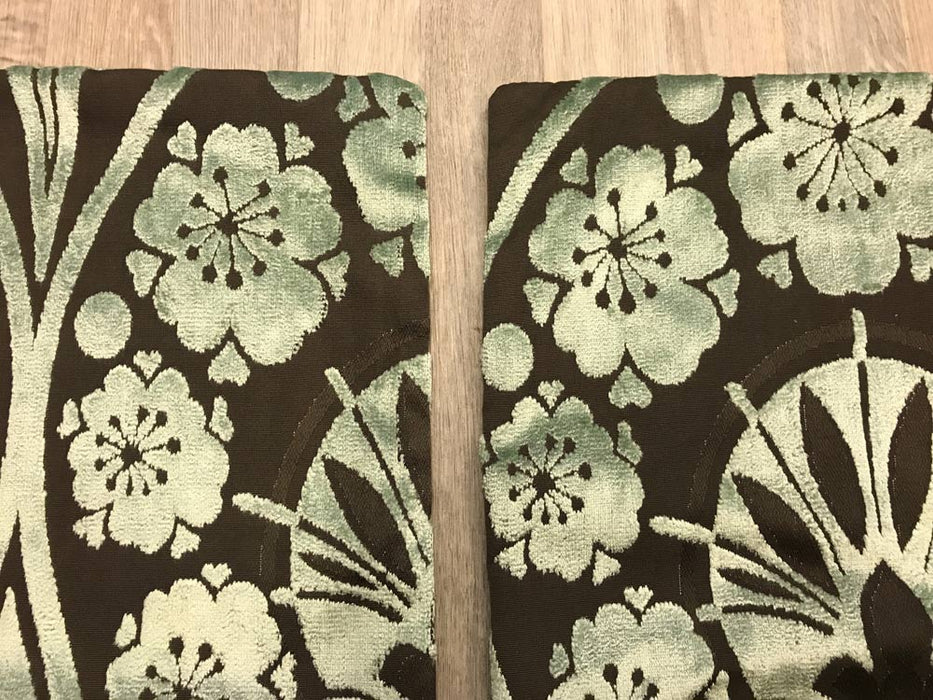 Fabric Cushion Covers Set 50cm x 50cm - Sage & Choc