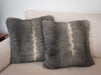 Grey possum fur cushions