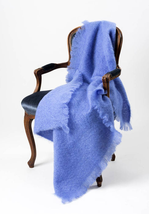 Mohair Throw Blanket NZ - Provence Blue 