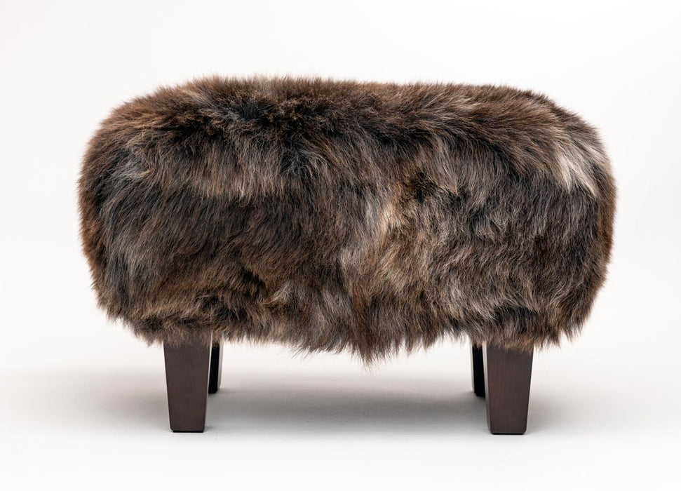 Sheepskin footstool chocolate brown