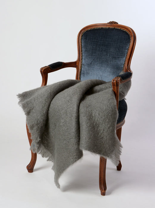 Slate Grey Mohair Chair Throw