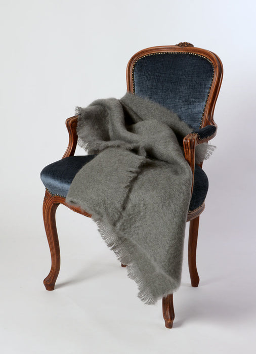 Slate Grey Mohair Chair Throw