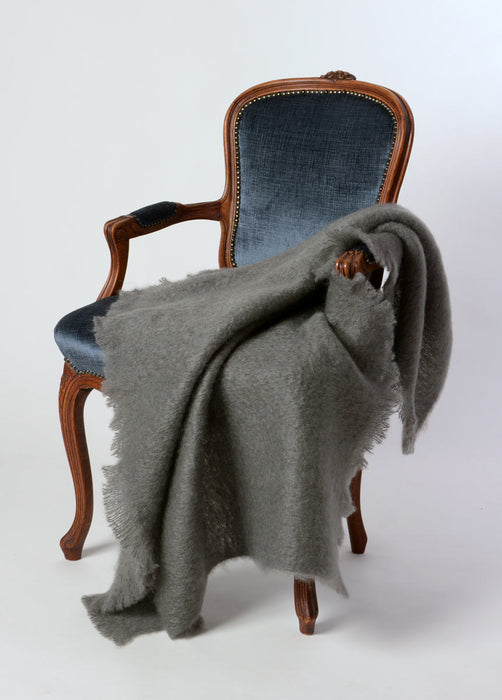 Slate Grey Mohair Chair Throw