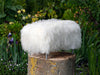 White Tibetan Lambskin Footstool