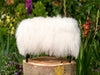 White Tibetan Lambskin Footstool black legs