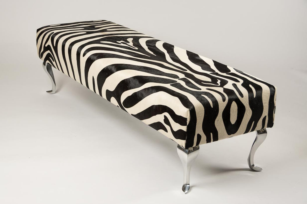 Hallway bench ottoman in zebra print