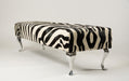 End of bed or bench zebra print cowhide ottoman