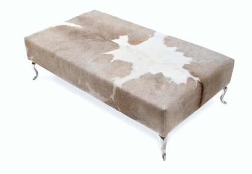 Cowhide Ottoman with Queen Anne Legs 130x70x36cm